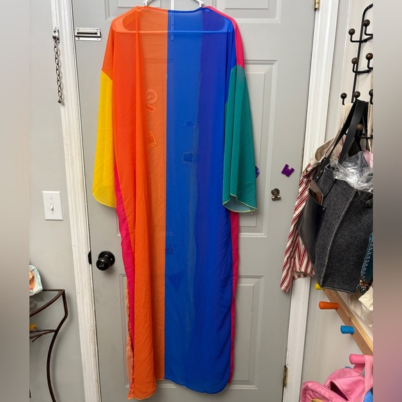 Vibrant Rainbow Long Kimono - Picture 2 of 4